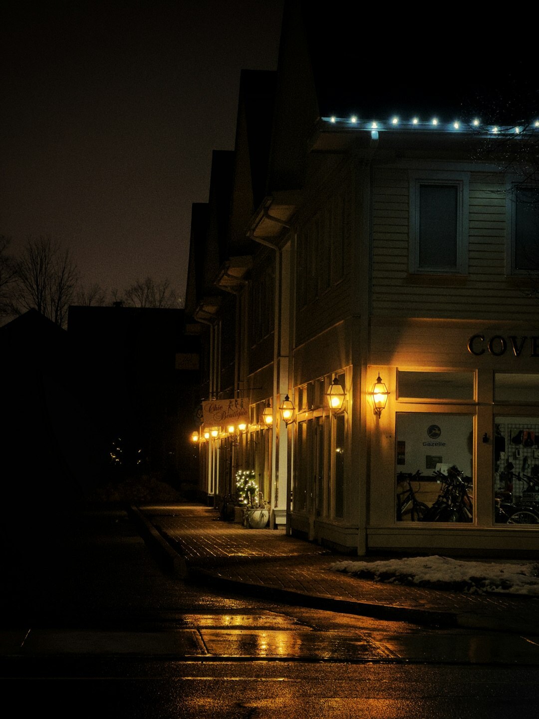 foggy small town street